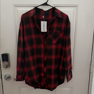Red & Black Plaid Button-Up Shirt